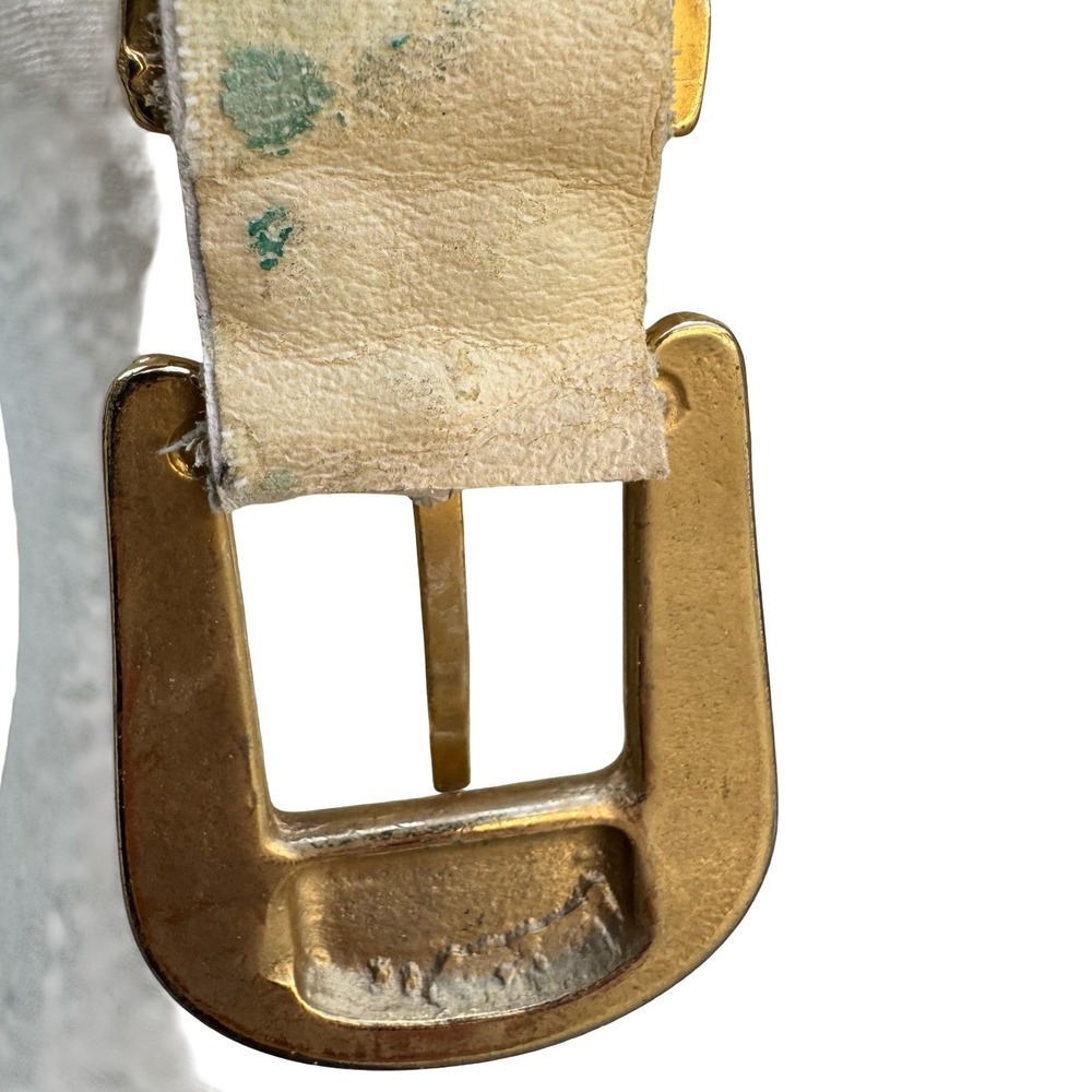 Lily Farouche Munich Vintage White Leather Studded Buffalo Nickel Western Belt - Picture 11 of 13
